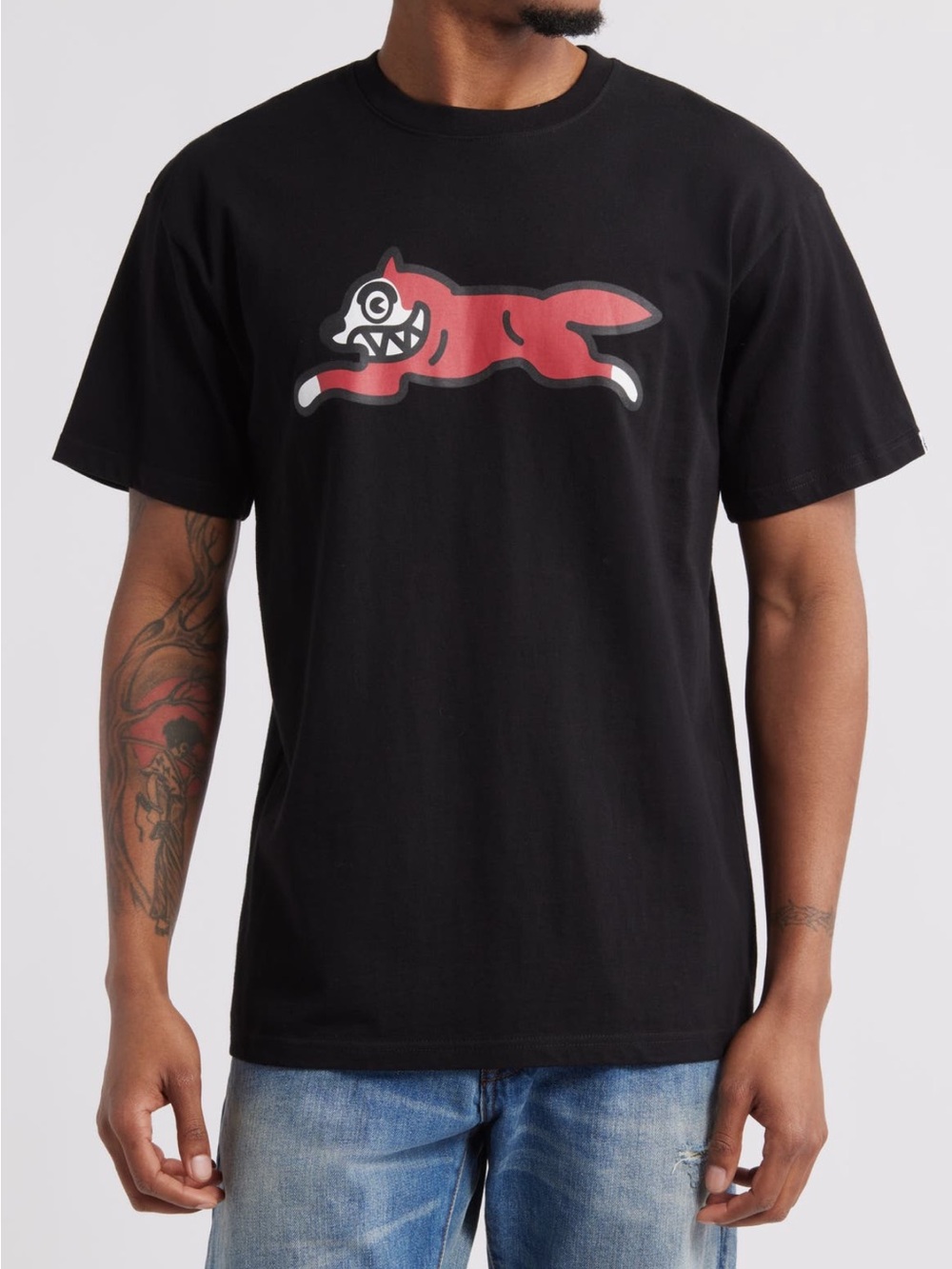 Icecream Black Tee with Red Logo and Multicolor Graphic